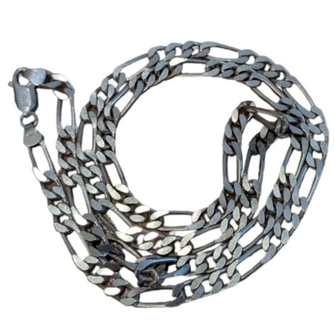 Vintage Figaro Sterling Silver 925 Italy  Diamond-Cut Links - photo 3
