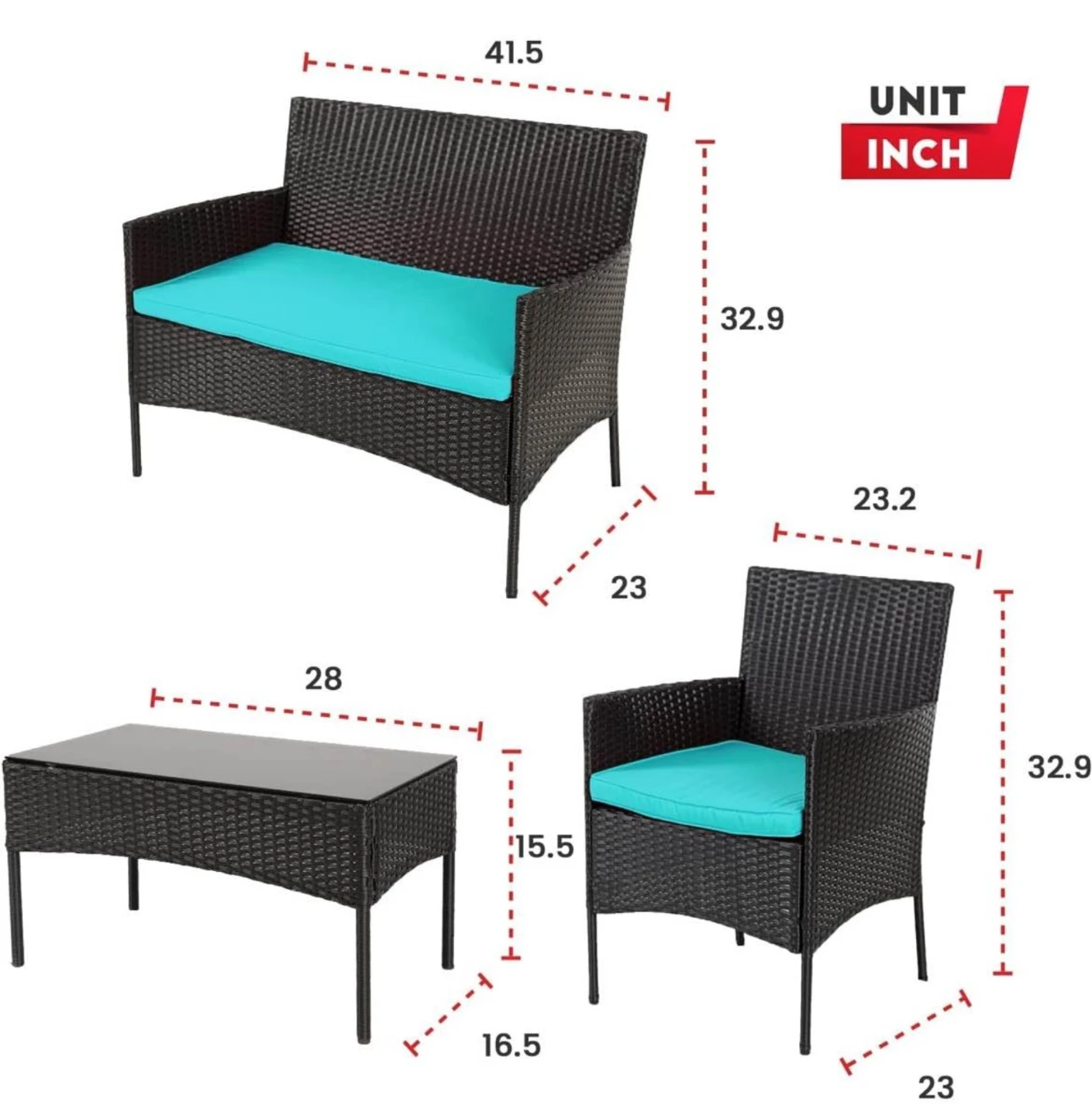 Black Wicker Patio Furniture Set with Beige Cushions - photo 2
