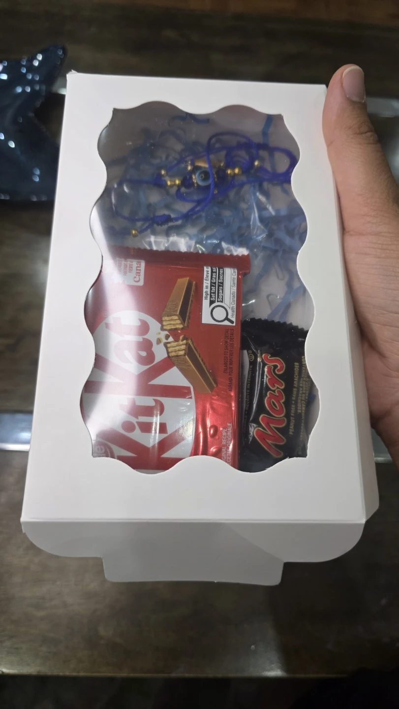 Gift Box with Kit Kat, Mars Bar, and Rakhi