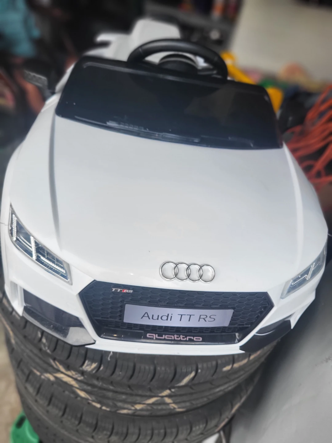 White Audi TT RS Quattro Ride-On Car for Kids