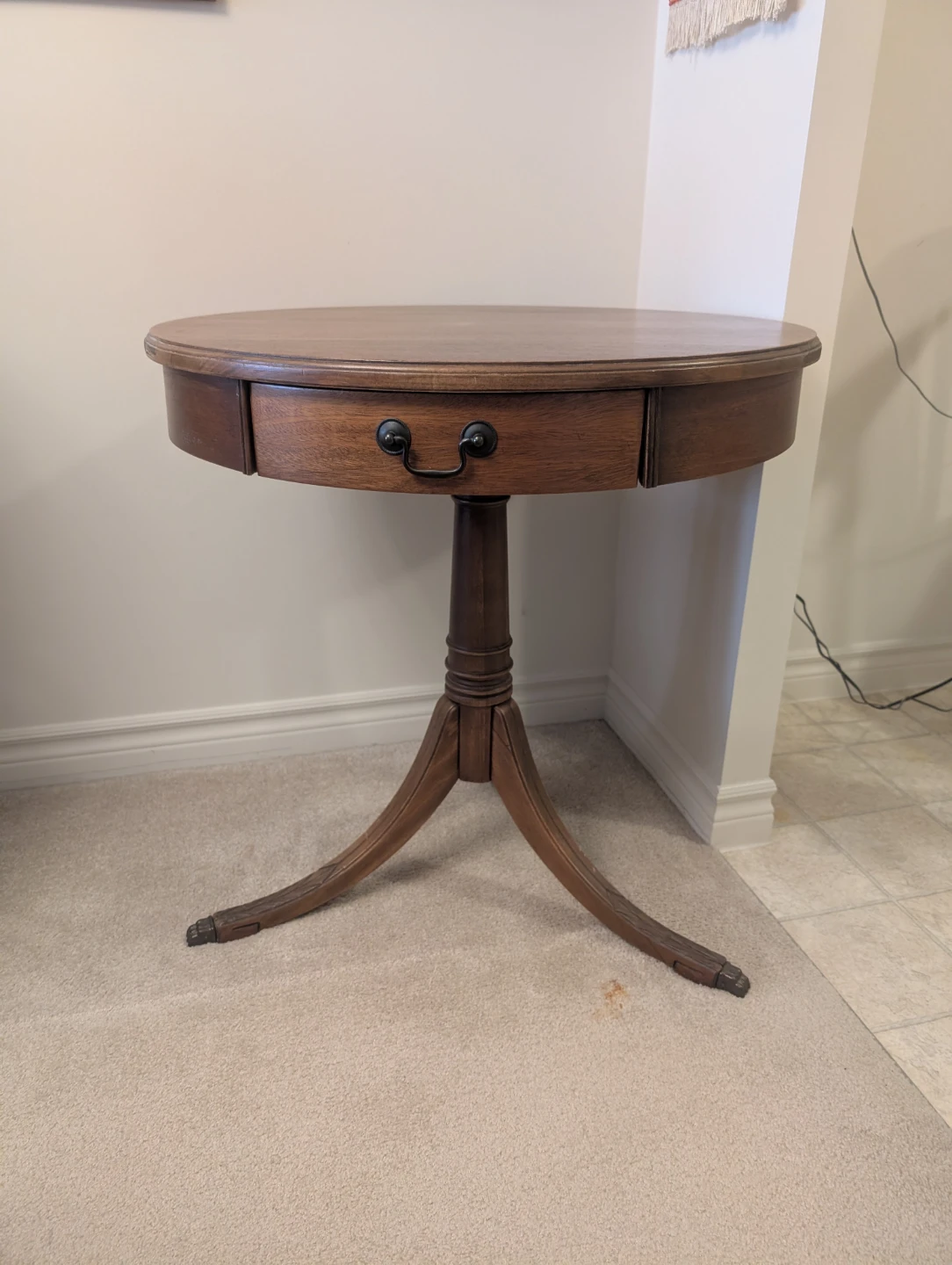 Wooden accent table with drawer
