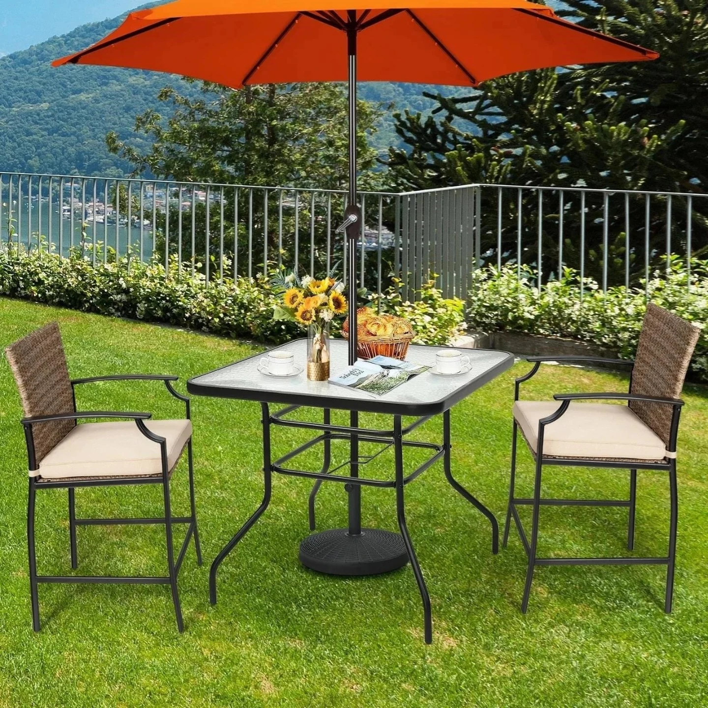 Ew<> Square Glass Top Patio Table - photo 2