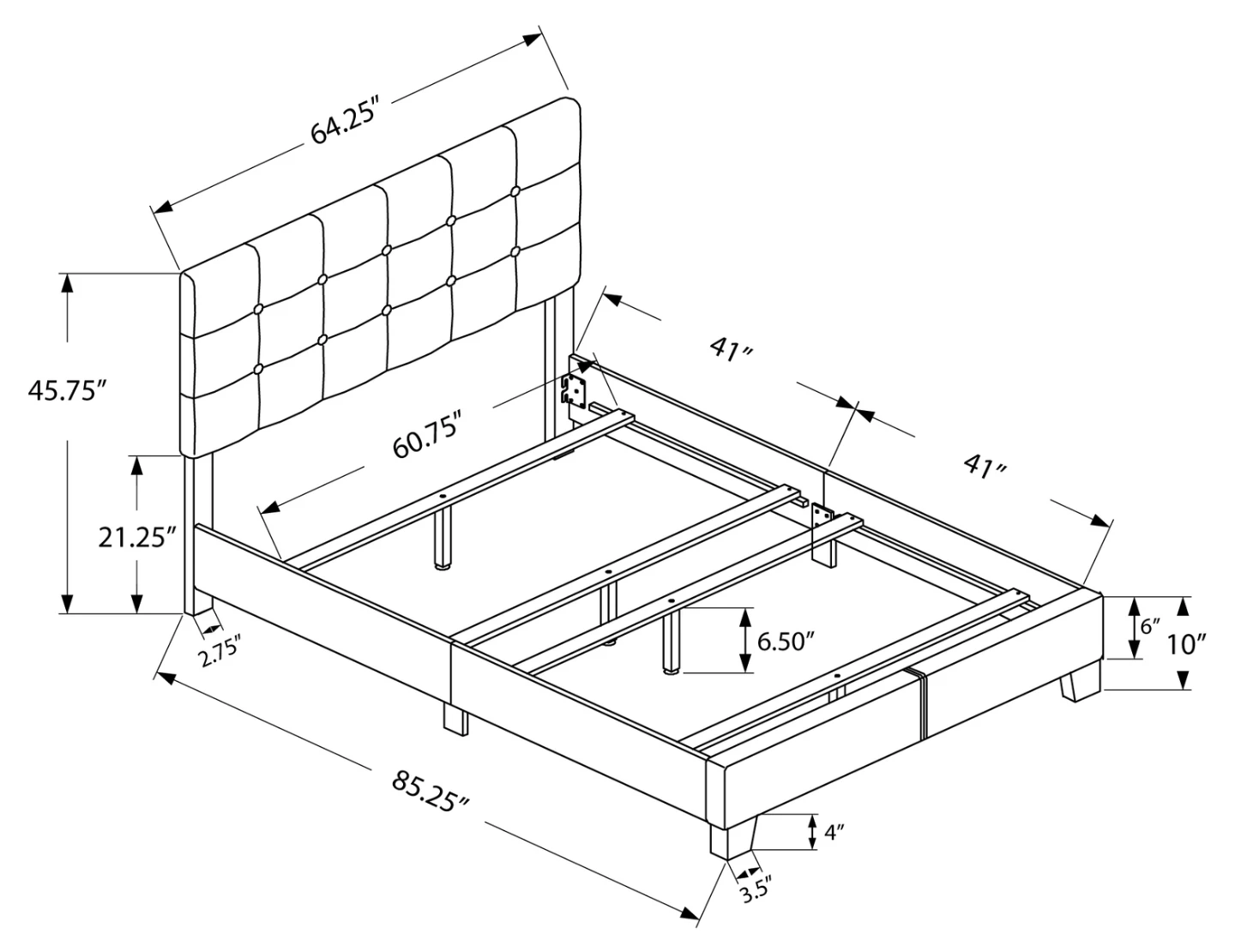 Queen Upholstered Bed Frame + Box Spring - photo 4