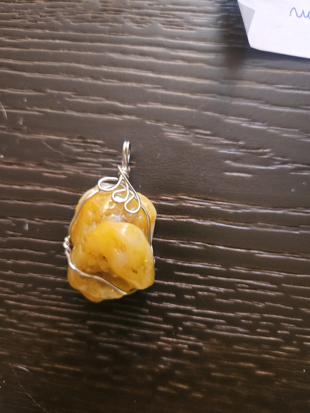 Wire Wrapped Baltic Amber Stone Pendant