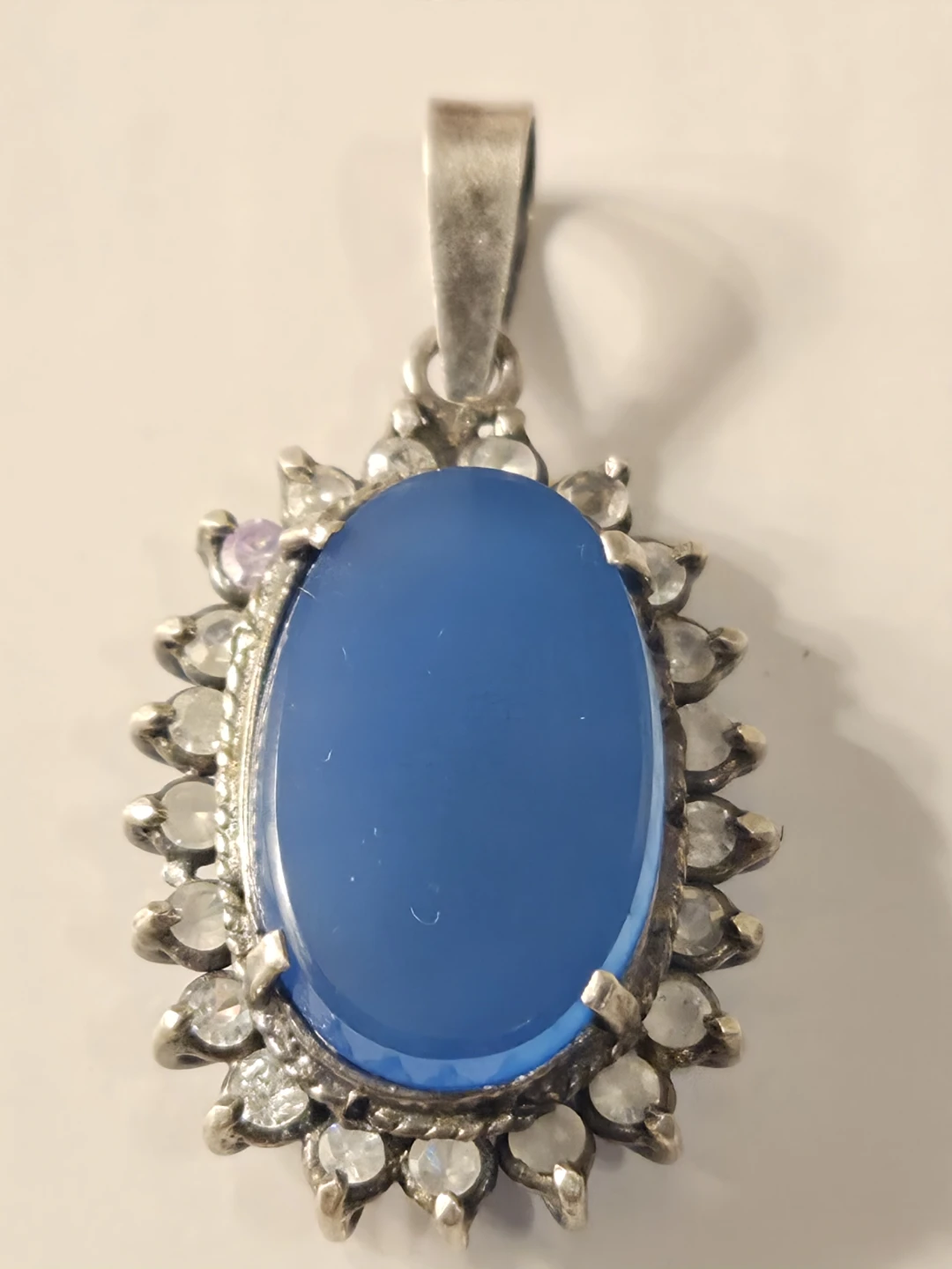 Sterling silver  925 Blue Stone & Crystal Pendant