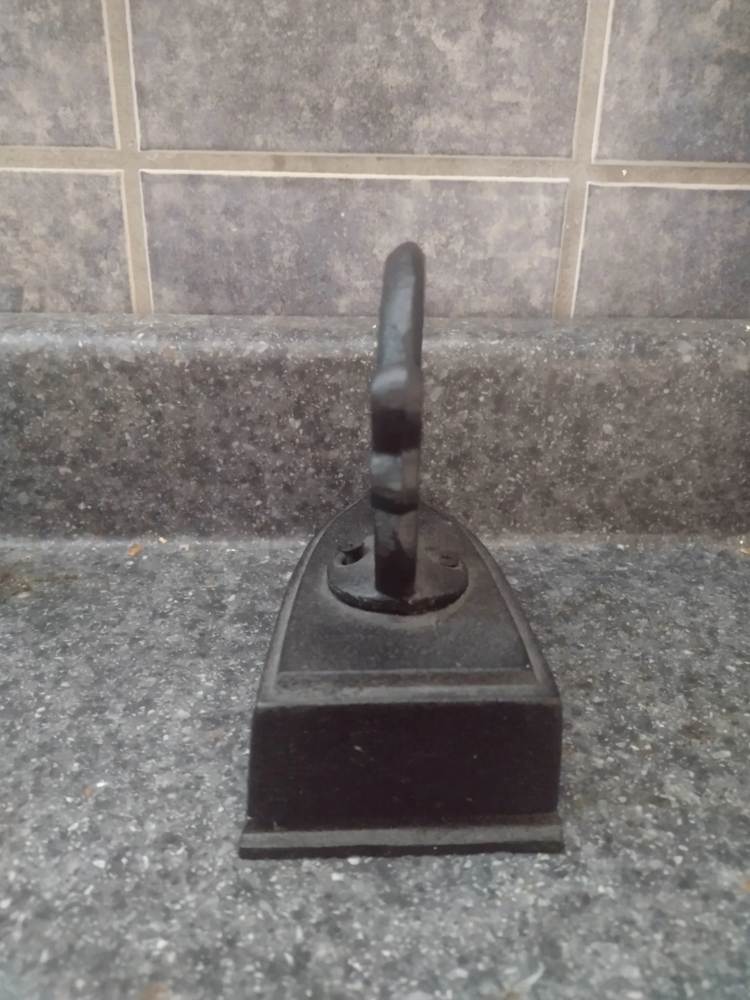 Antique Cast Iron Clothes Iron with Decorative Handle - photo 3