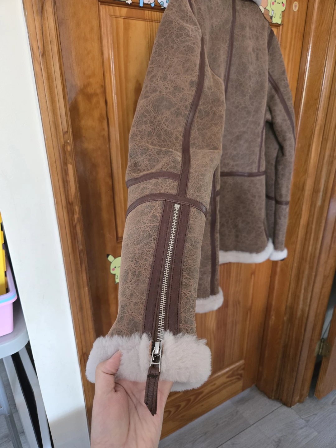 Vintage B-3 Style Real Shearling Sheepskin Bomber Jacket - photo 3