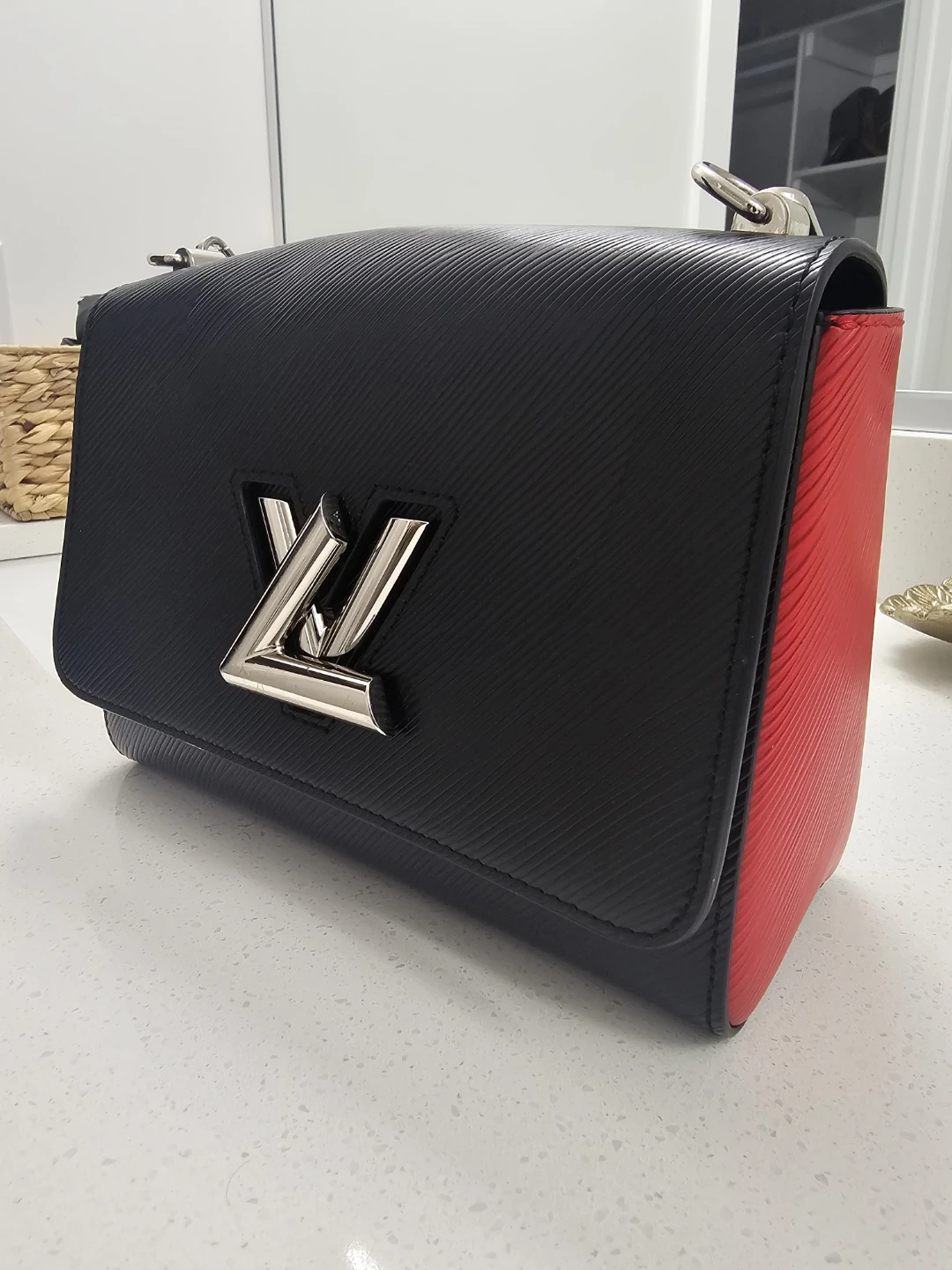 Louis Vuitton Black & Red Epi Leather Twist MM Handbag