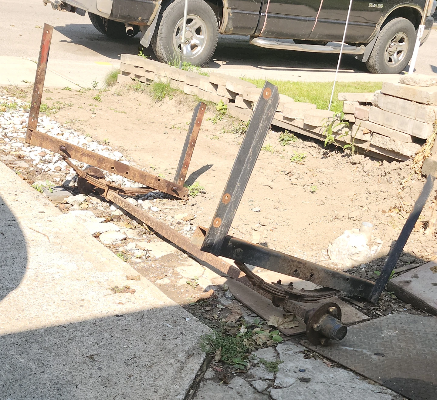 working condition Metal Trailer Frame with Axle hub leaf springs