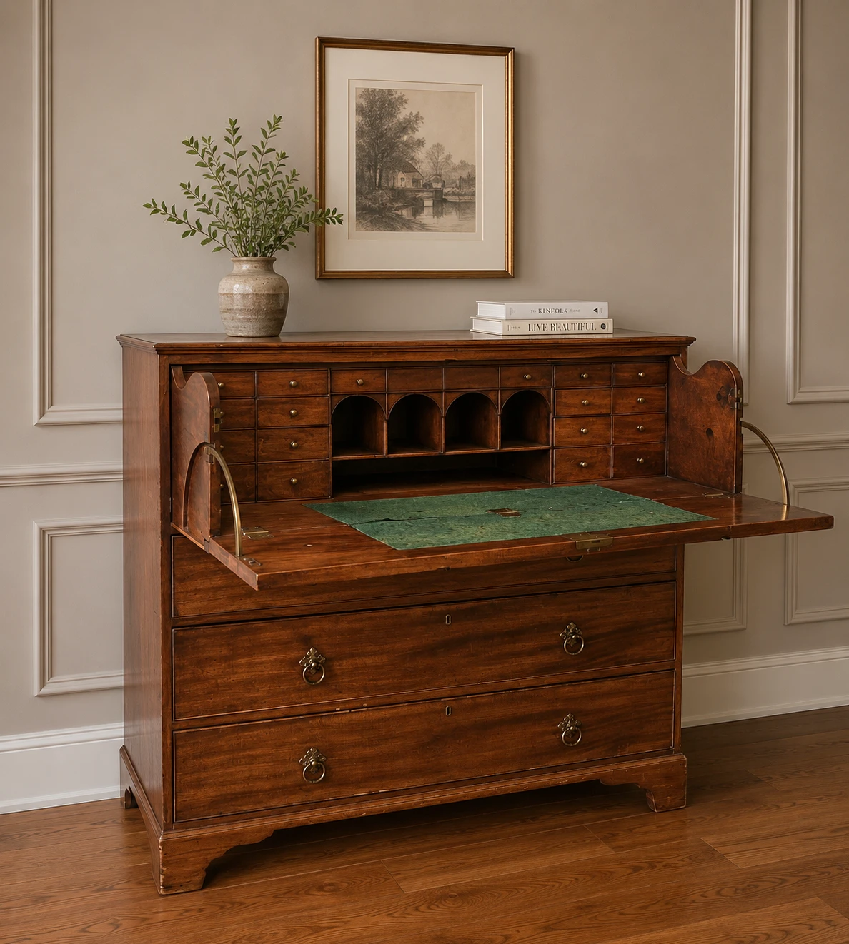 Antique Solid Wood Secretaire/ Chest of Drawers