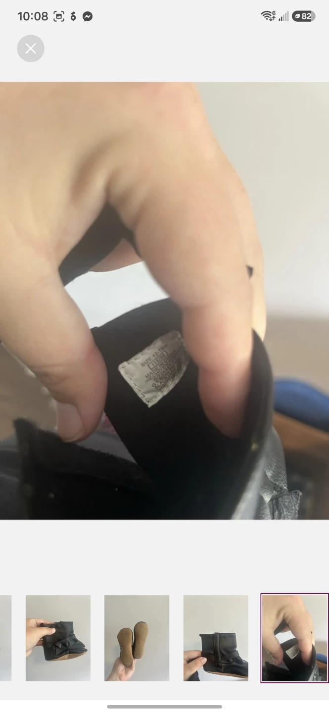 Black Faux Leather Baby Boots - photo 5