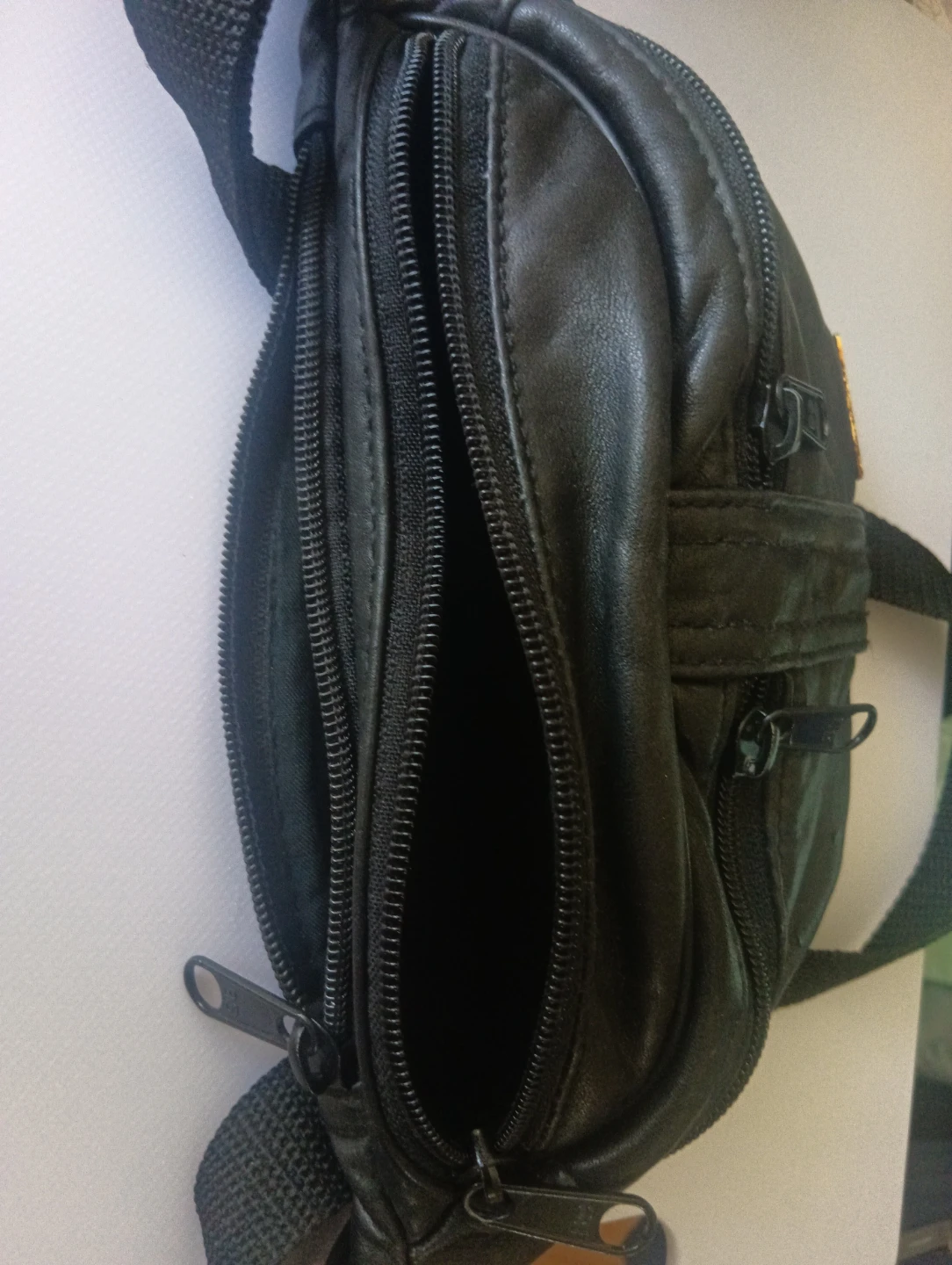 DELANE Black Leather Fanny Pack / Waist Bag - photo 2