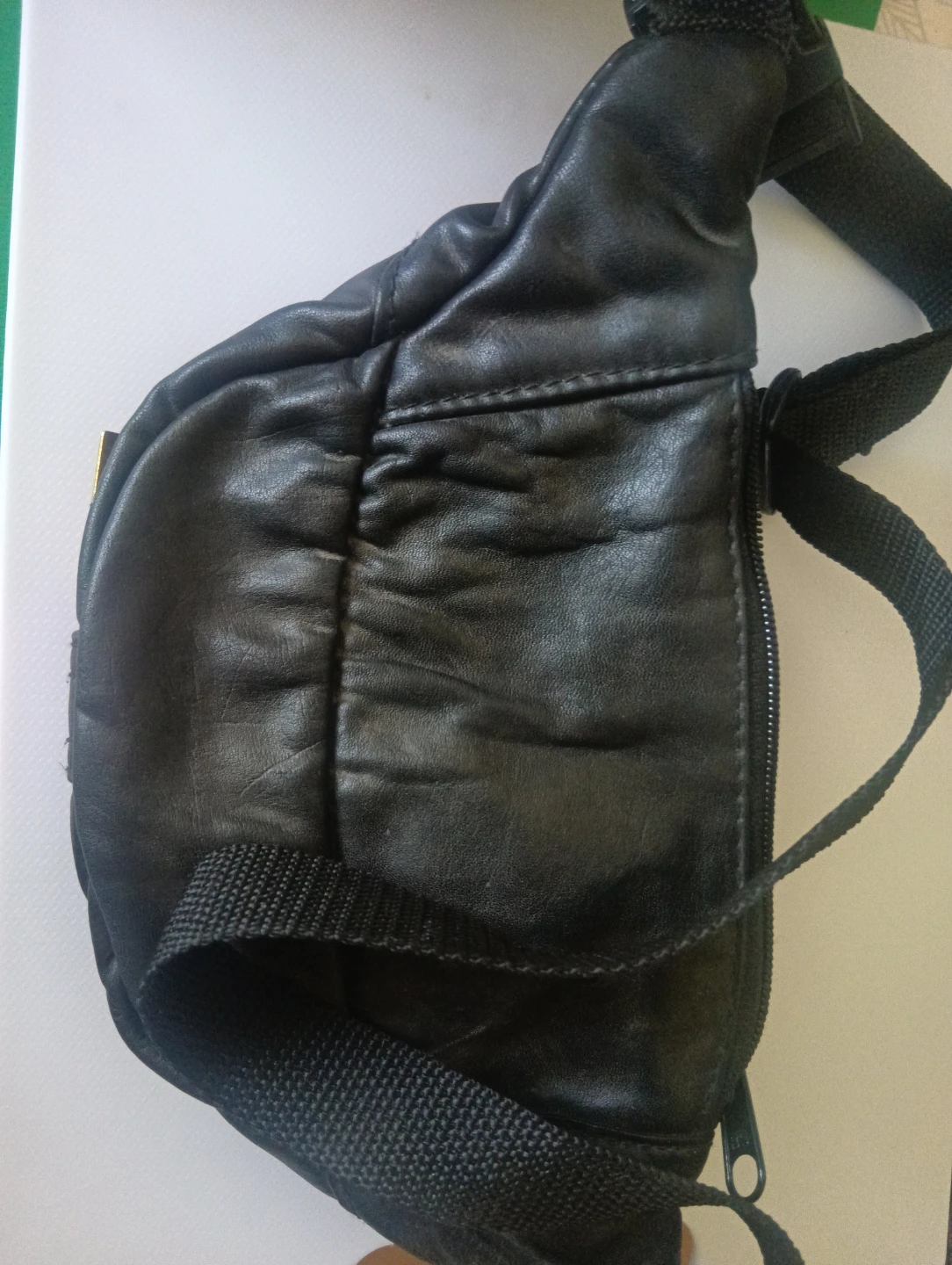 DELANE Black Leather Fanny Pack / Waist Bag - photo 3