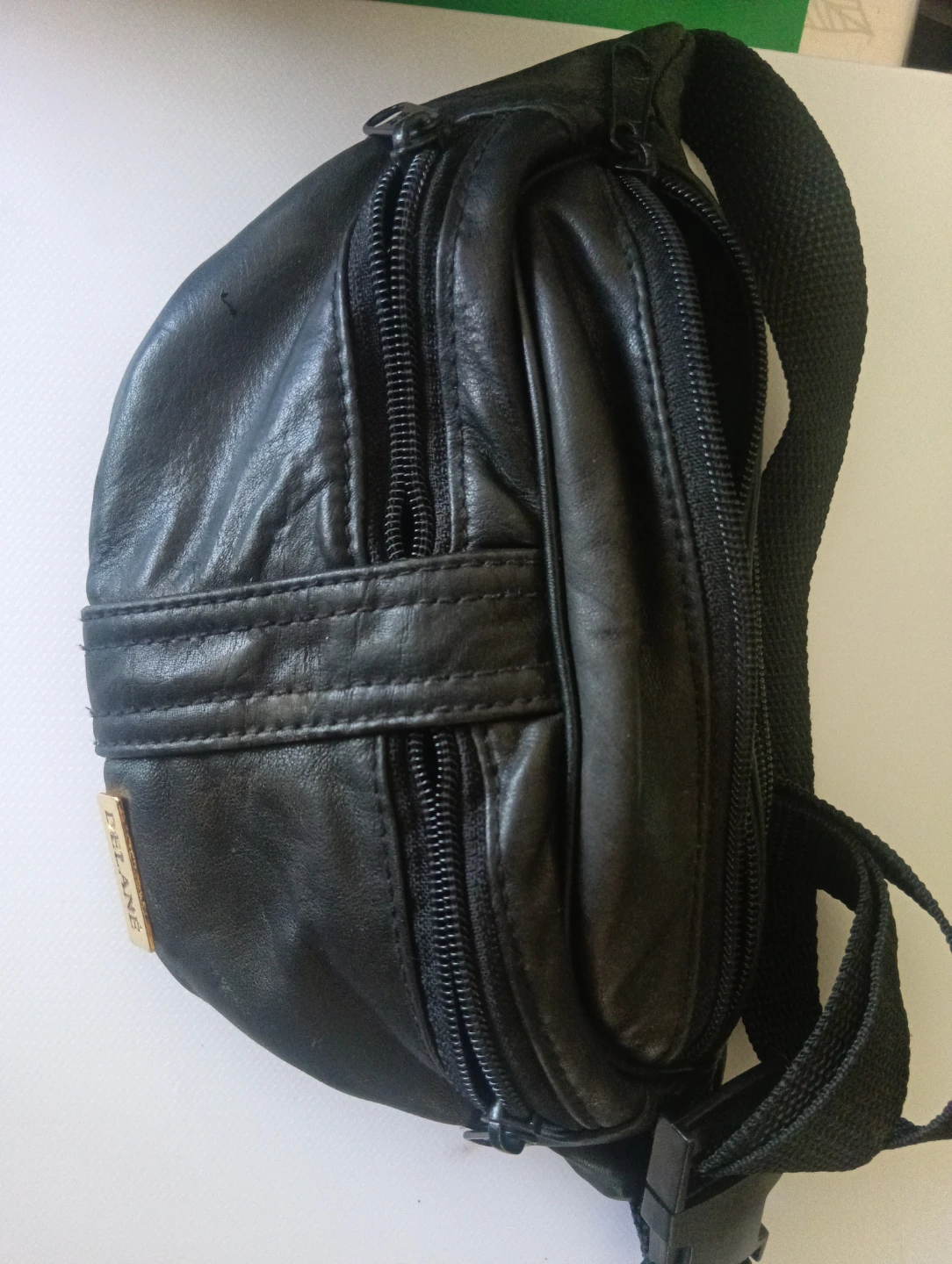 DELANE Black Leather Fanny Pack / Waist Bag - photo 4