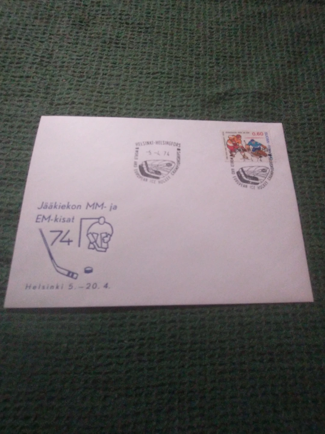 Finland 1974 World Hockey Championship Commemorative Stamp/Cover