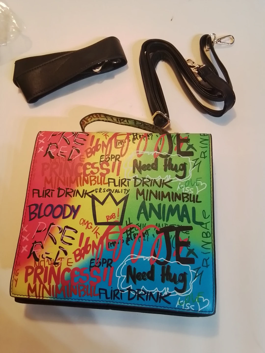 Graffiti Print Crossbody Bag