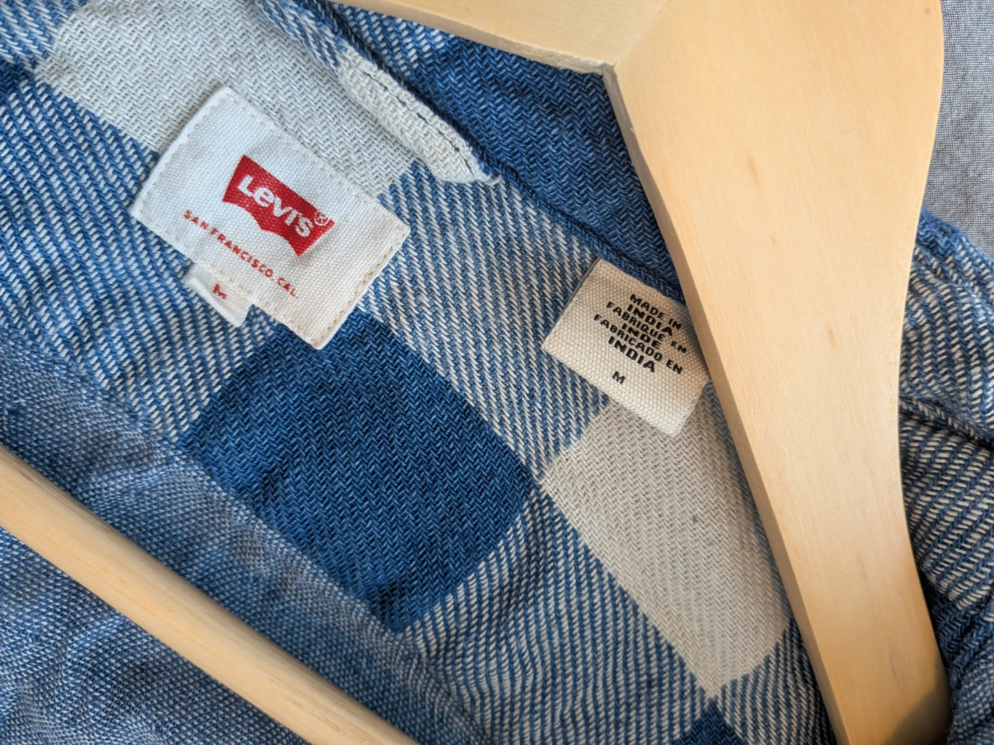 Levi's Plaid Button-Up Shirt - Blue & Cream - photo 2