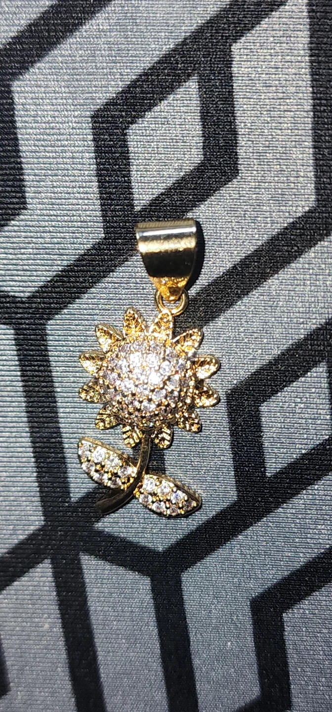 Sunflower gold plated Pendant with Rhinestones - photo 4