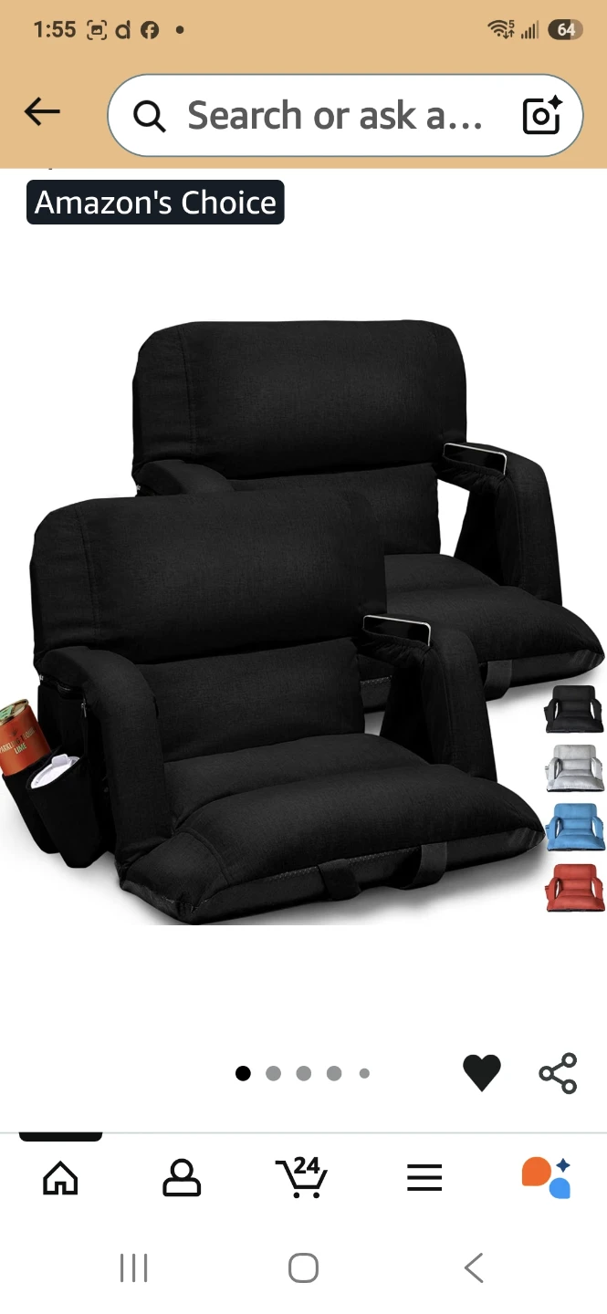 Black Floor Sofa Chair with Adjustable Back
