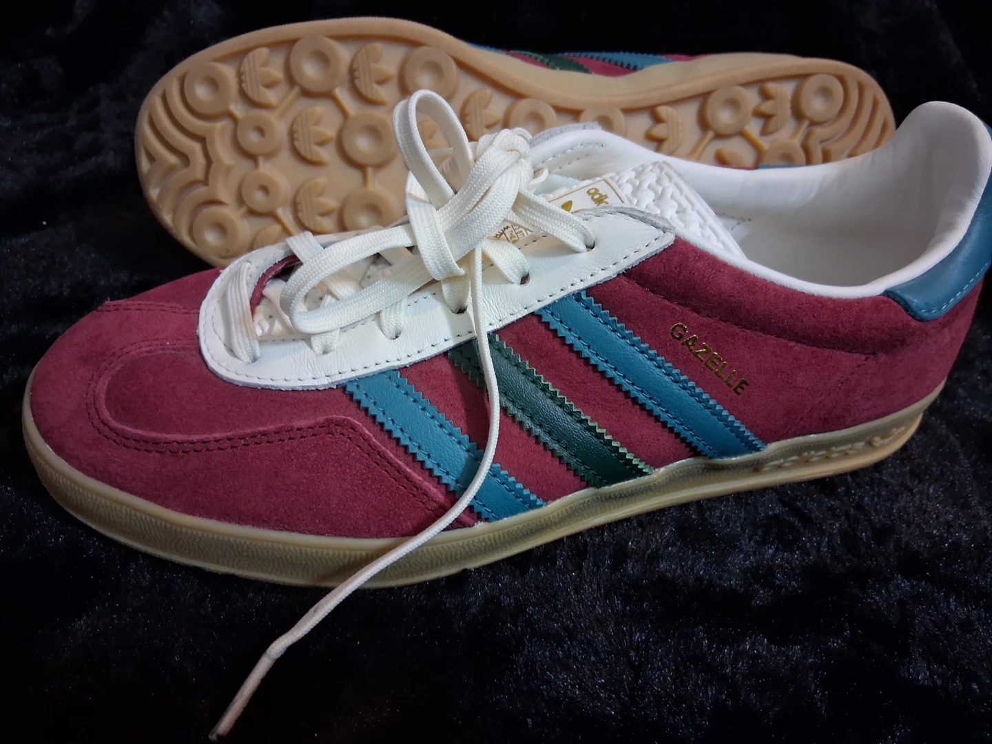 Adidas Gazelle Burgundy Teal Green Suede Sneakers - photo 3