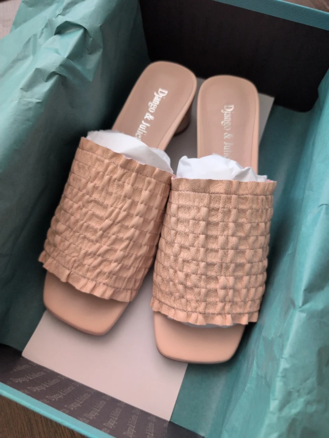 Django & Juliette Women's Nude Leather Mules Size 36 EU