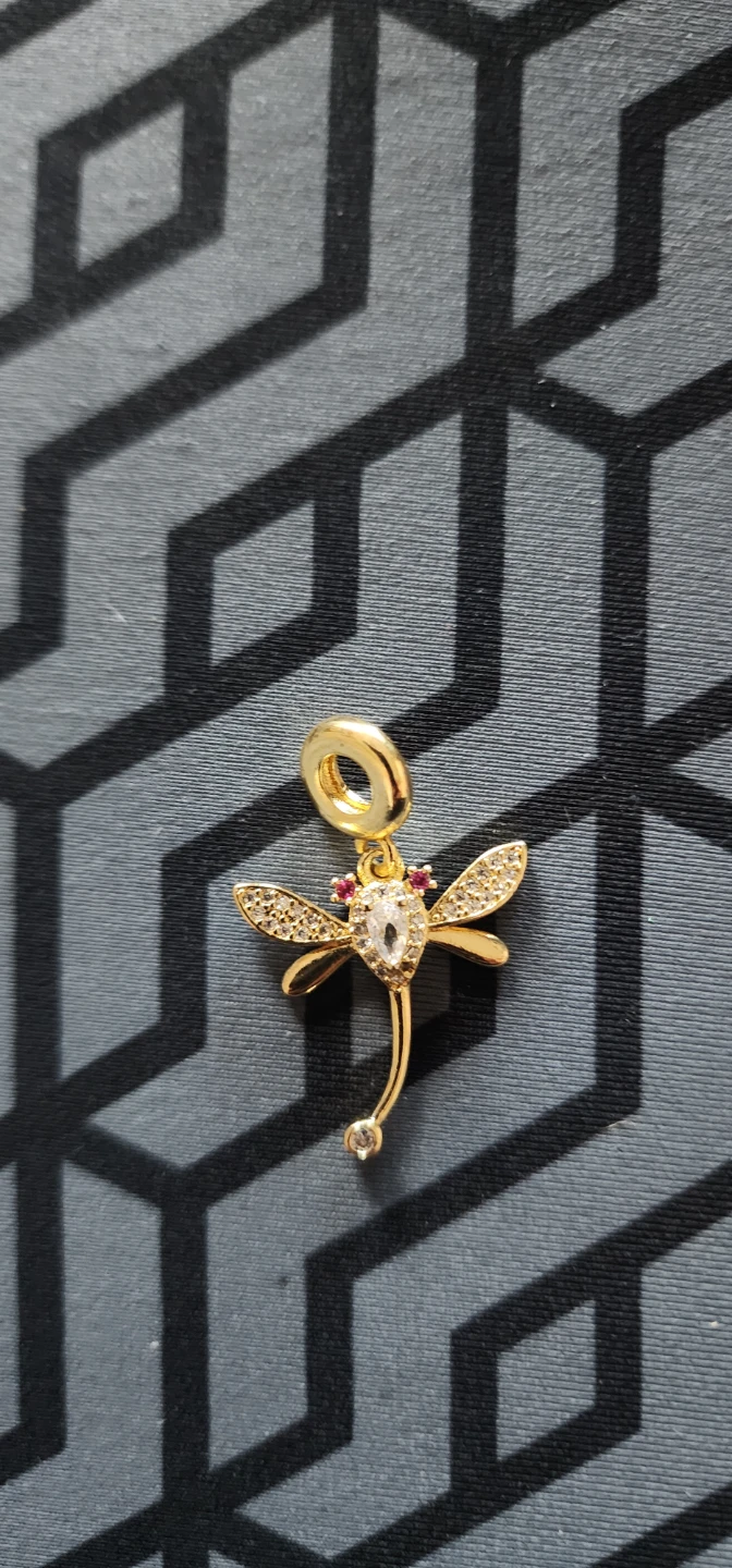 Gold plated Dragonfly Charm with Crystals - photo 3