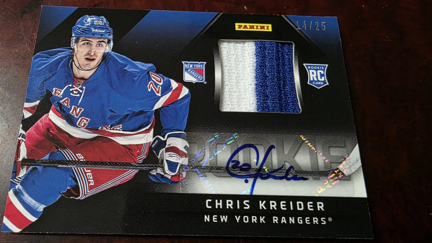 2013 Panini Certified Rookie Card Chris Kreider Autograph Patch