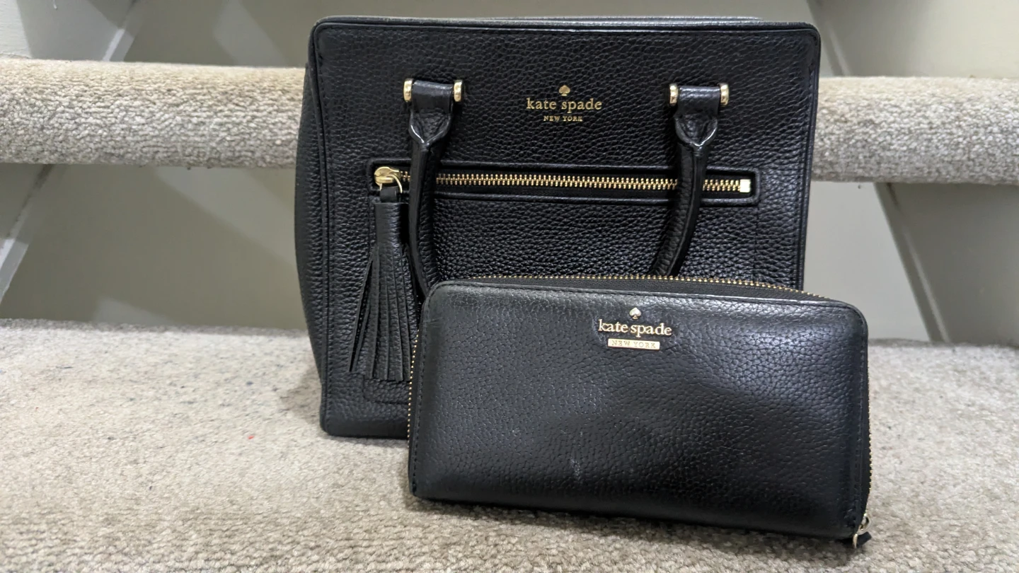 Kate Spade Black Leather Handbag and Wallet Set