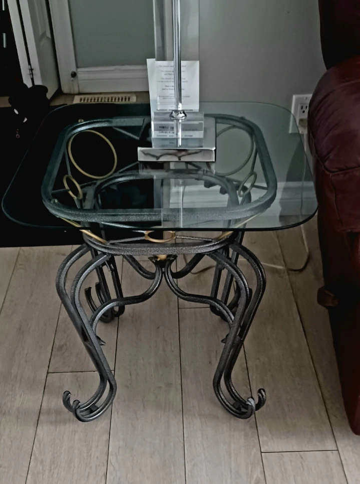 Glass and Metal Side Table Vintage - photo 2