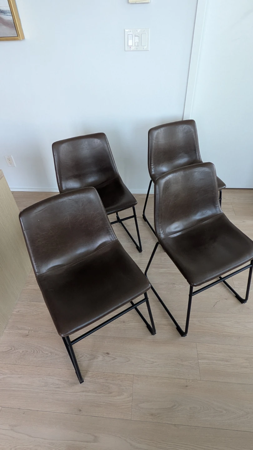 Brown Faux Leather Dining Chairs (Set of 4)