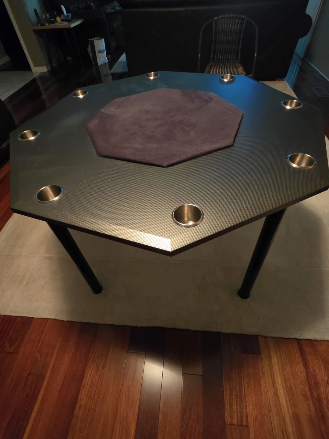 Octagon Poker Table with Cup Holders