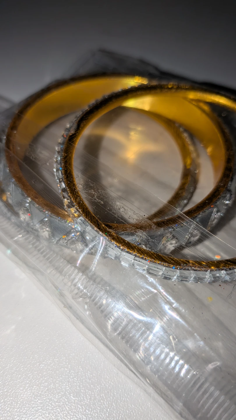 6 Gold Bangles with Rhinestones - photo 3