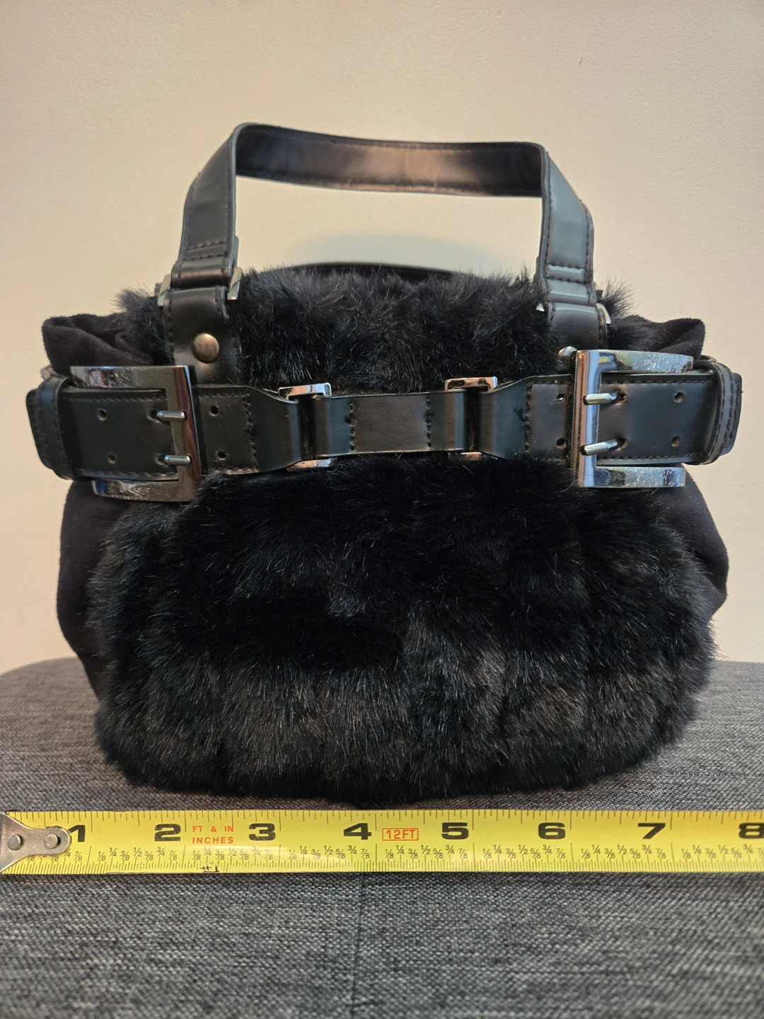 Black Faux Fur Handbag