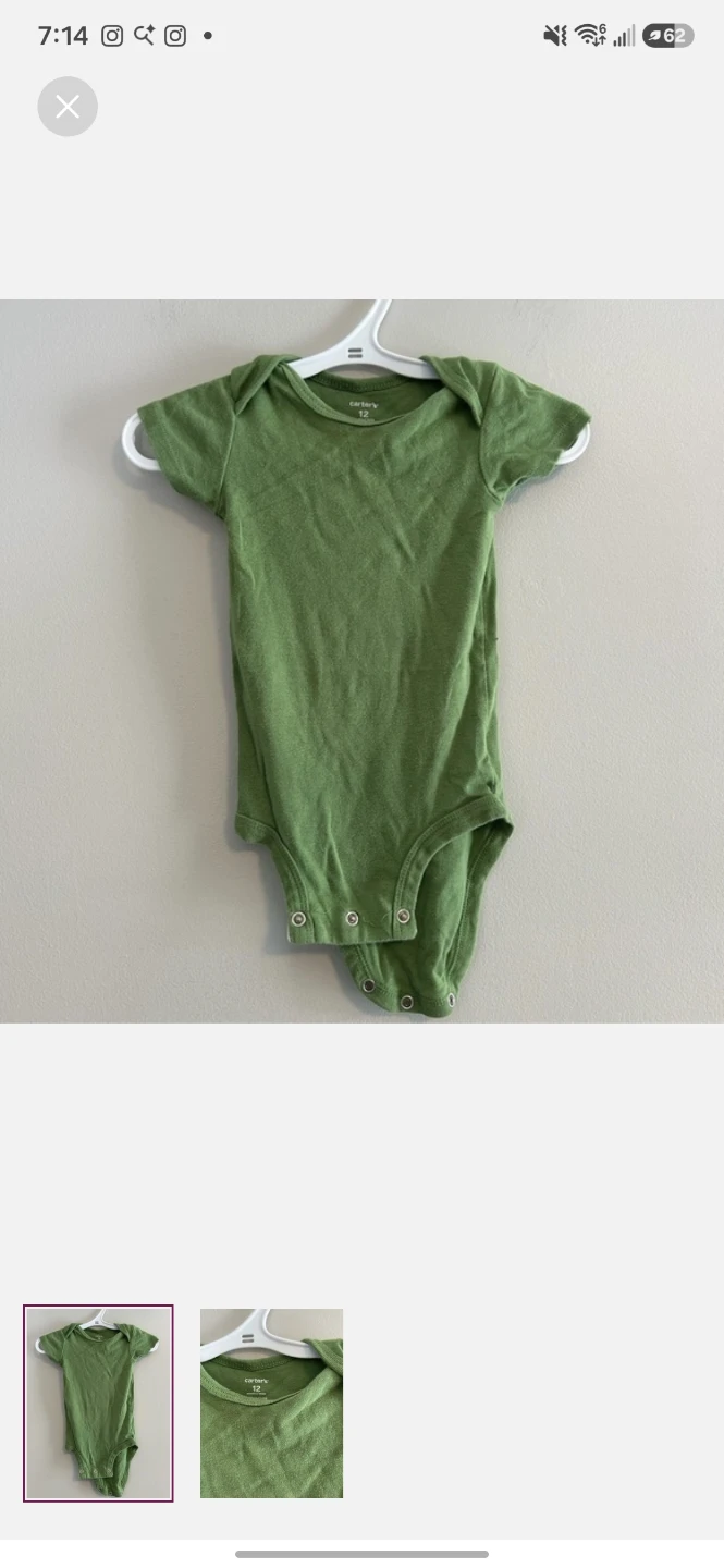 Carter's Green Short-Sleeve Bodysuit - 12 Months