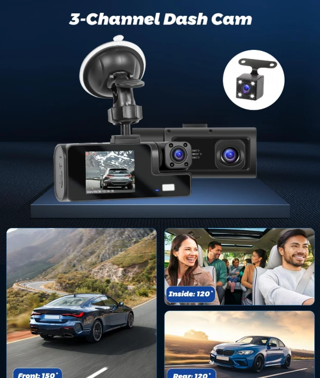 3-Channel Dash Cam with 32GB SD Card - photo 3