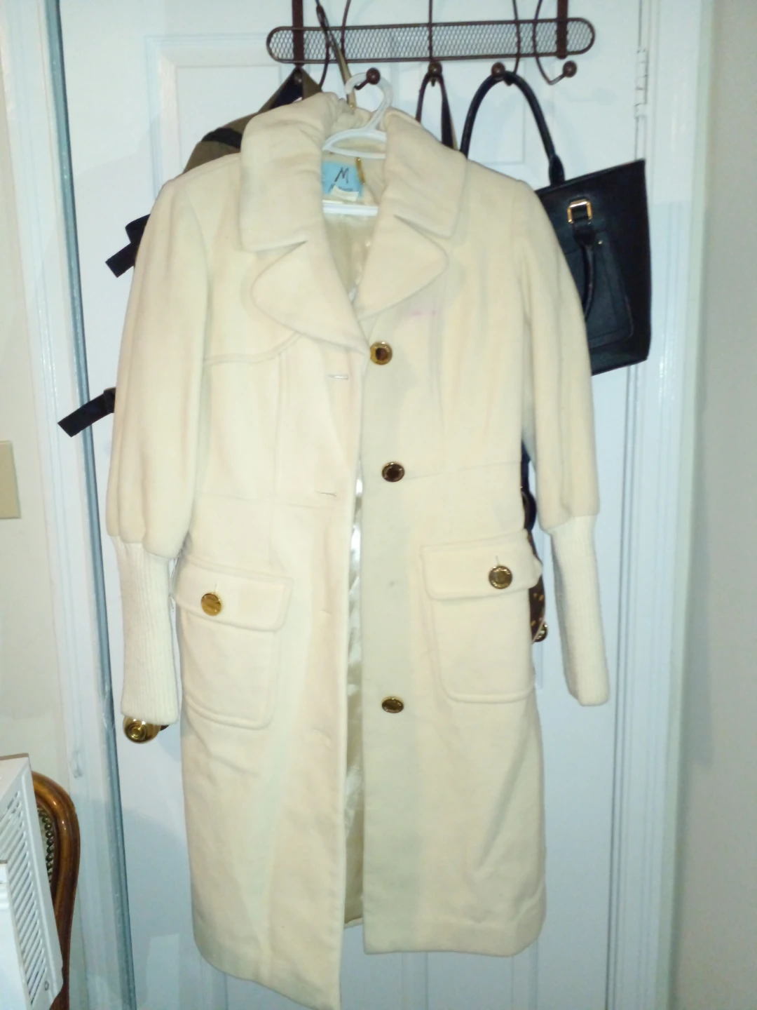 Cream Marciano Wool Blend Coat