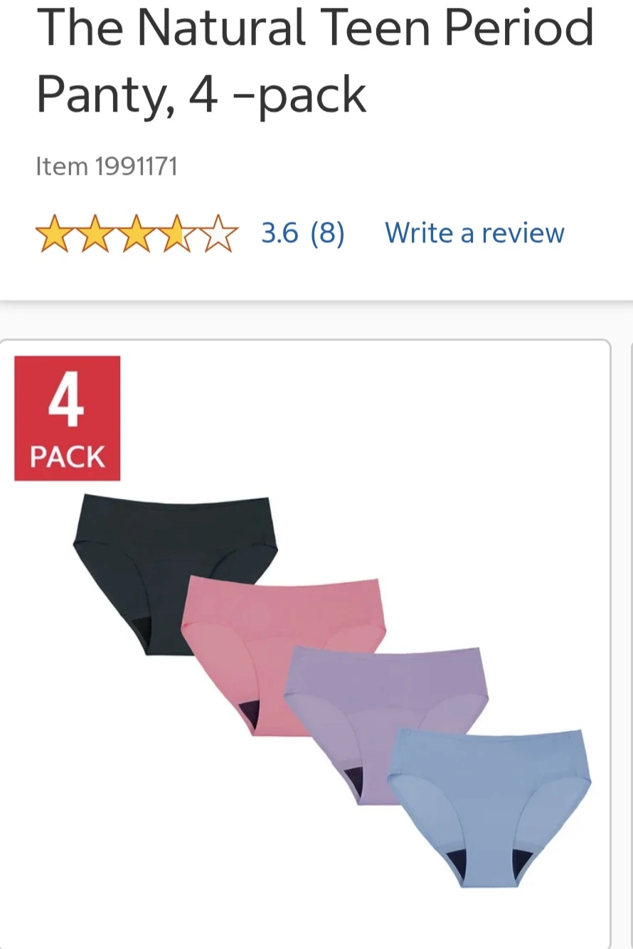 New teen period panties, size Medium. Not bulky