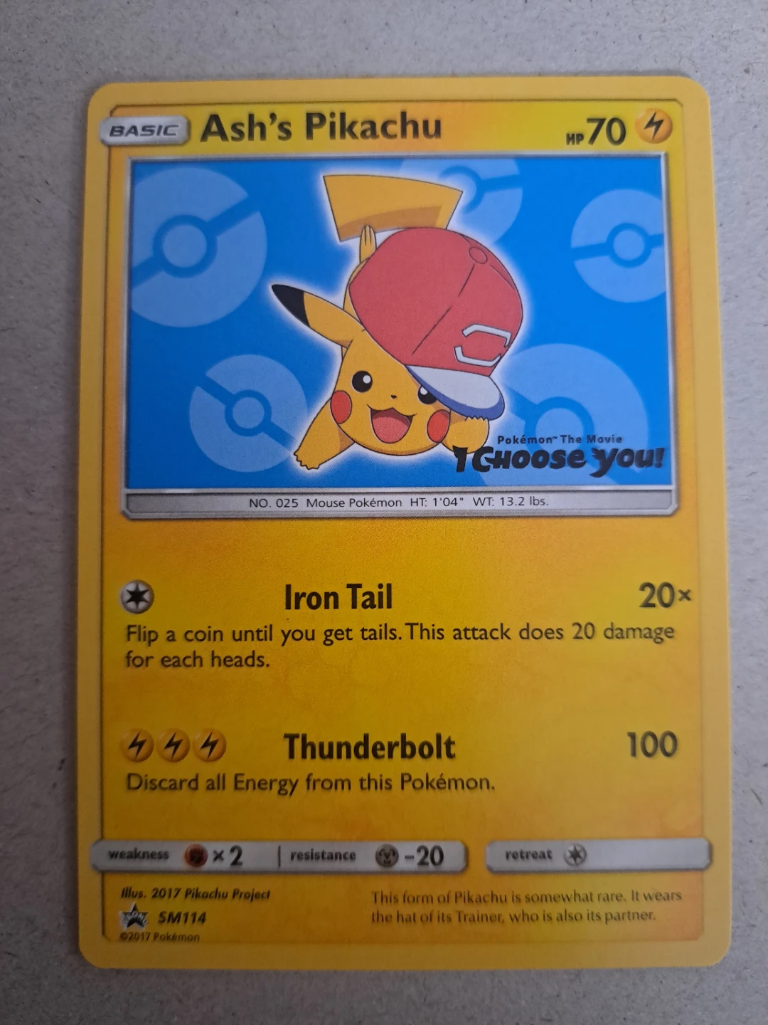 Ash's Pikachu SM114 Sun and Moon Promo