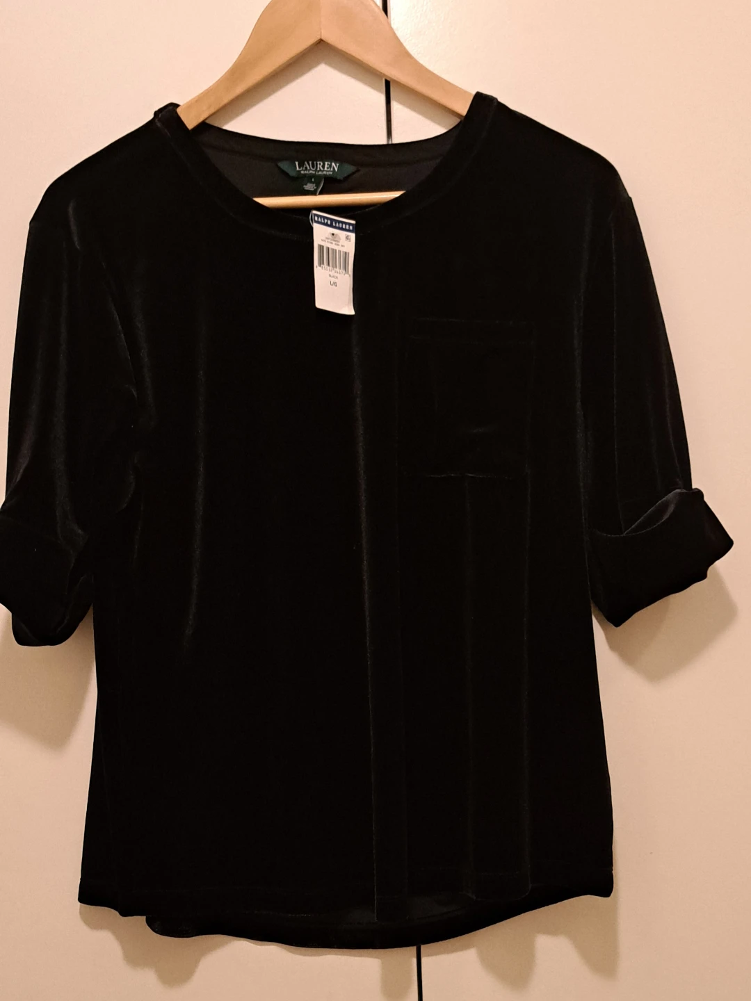 Ralph Lauren Black Velvet Pocket T-Shirt L/G