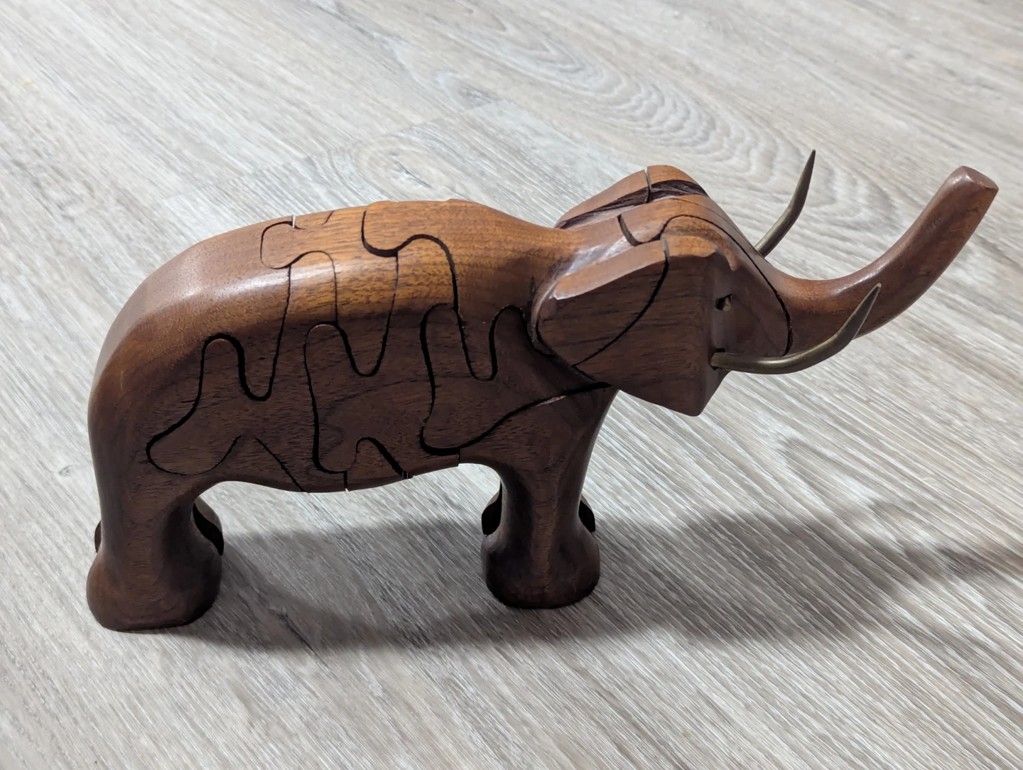 Wooden Elephant Puzzle Figurine