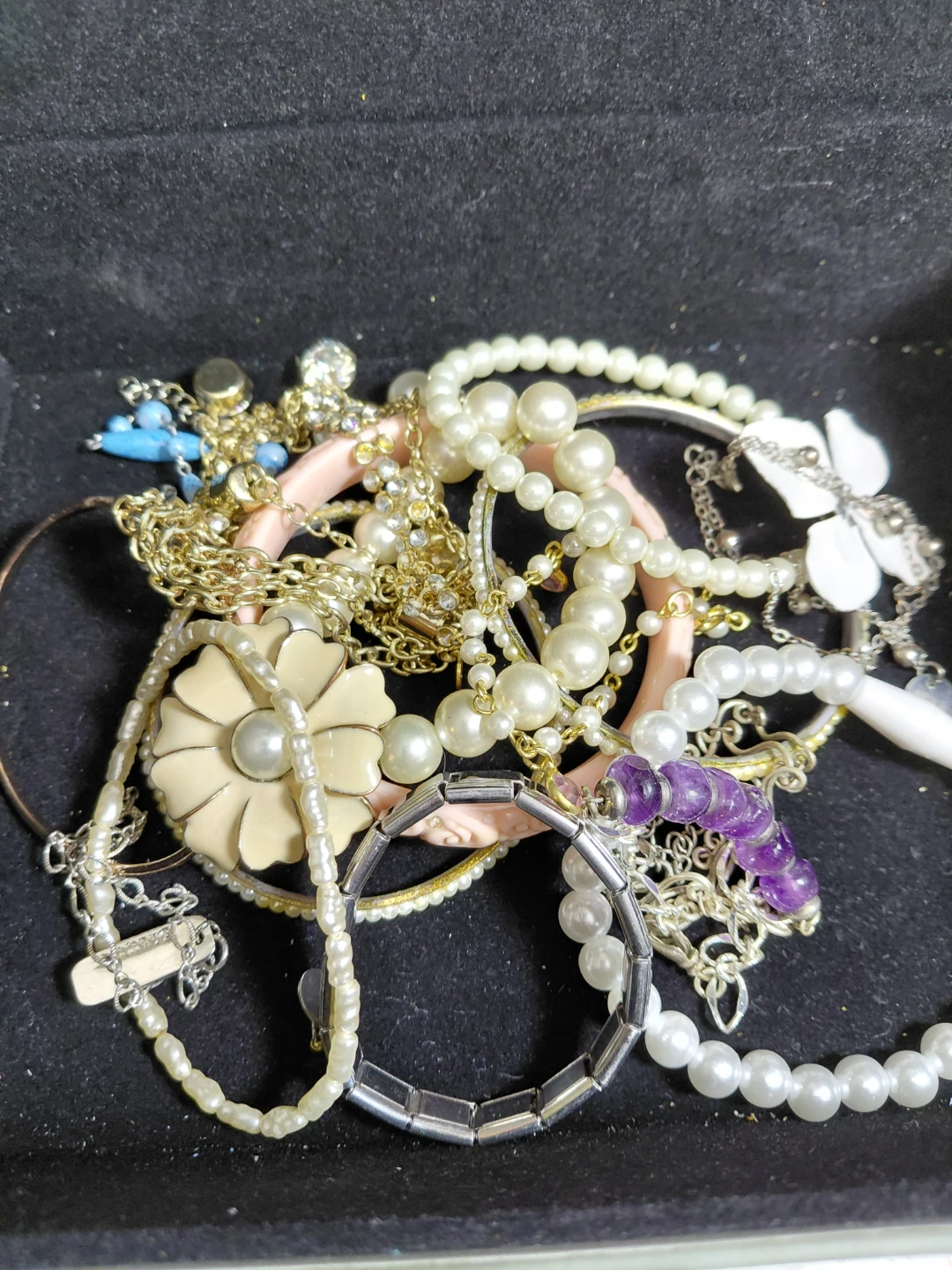 Mirrored Snake Print Jewelry Box with Assorted Costume Jewelry - photo 4