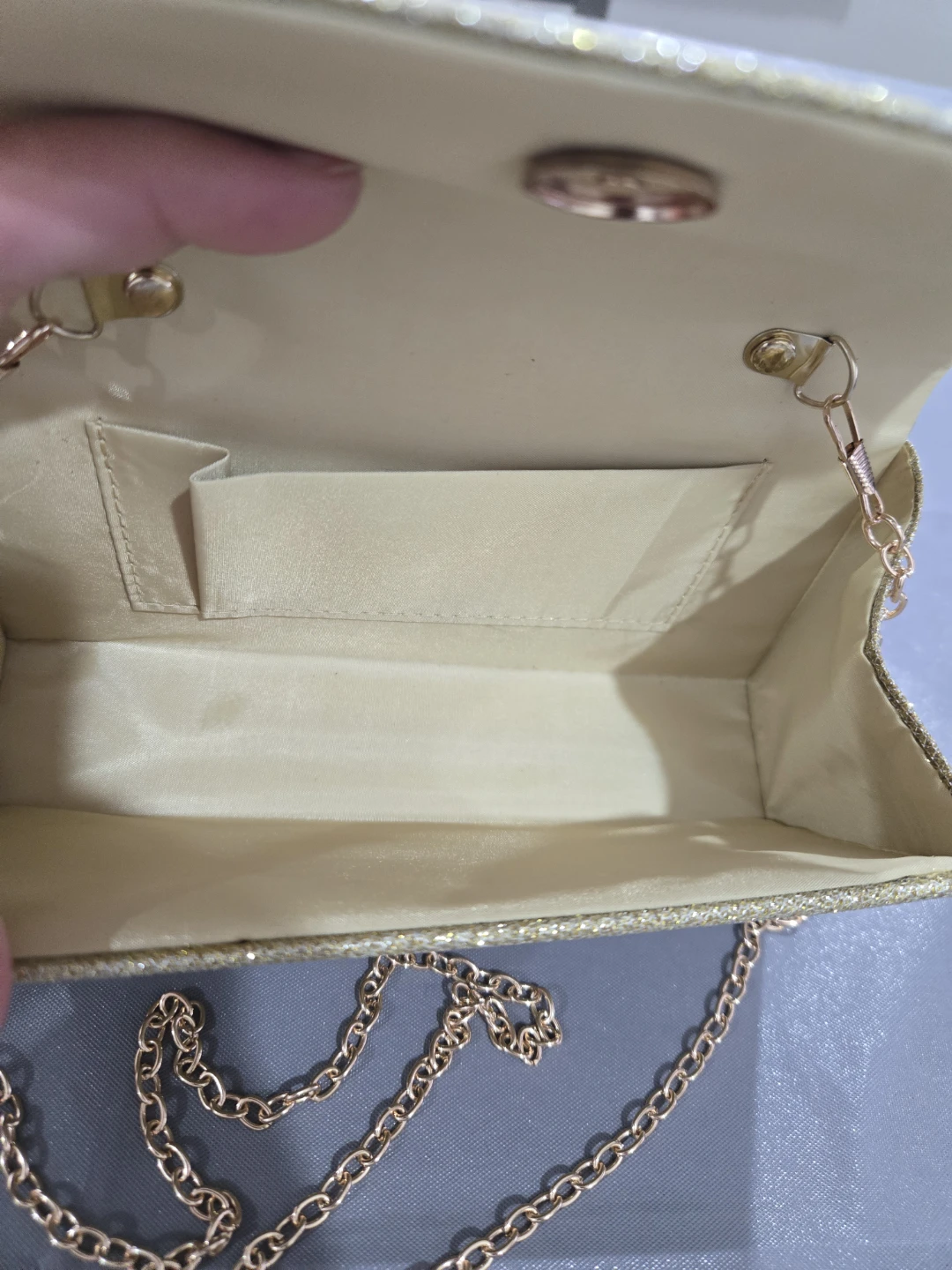 Gold Glitter Clutch Evening Bag with Chain - photo 2