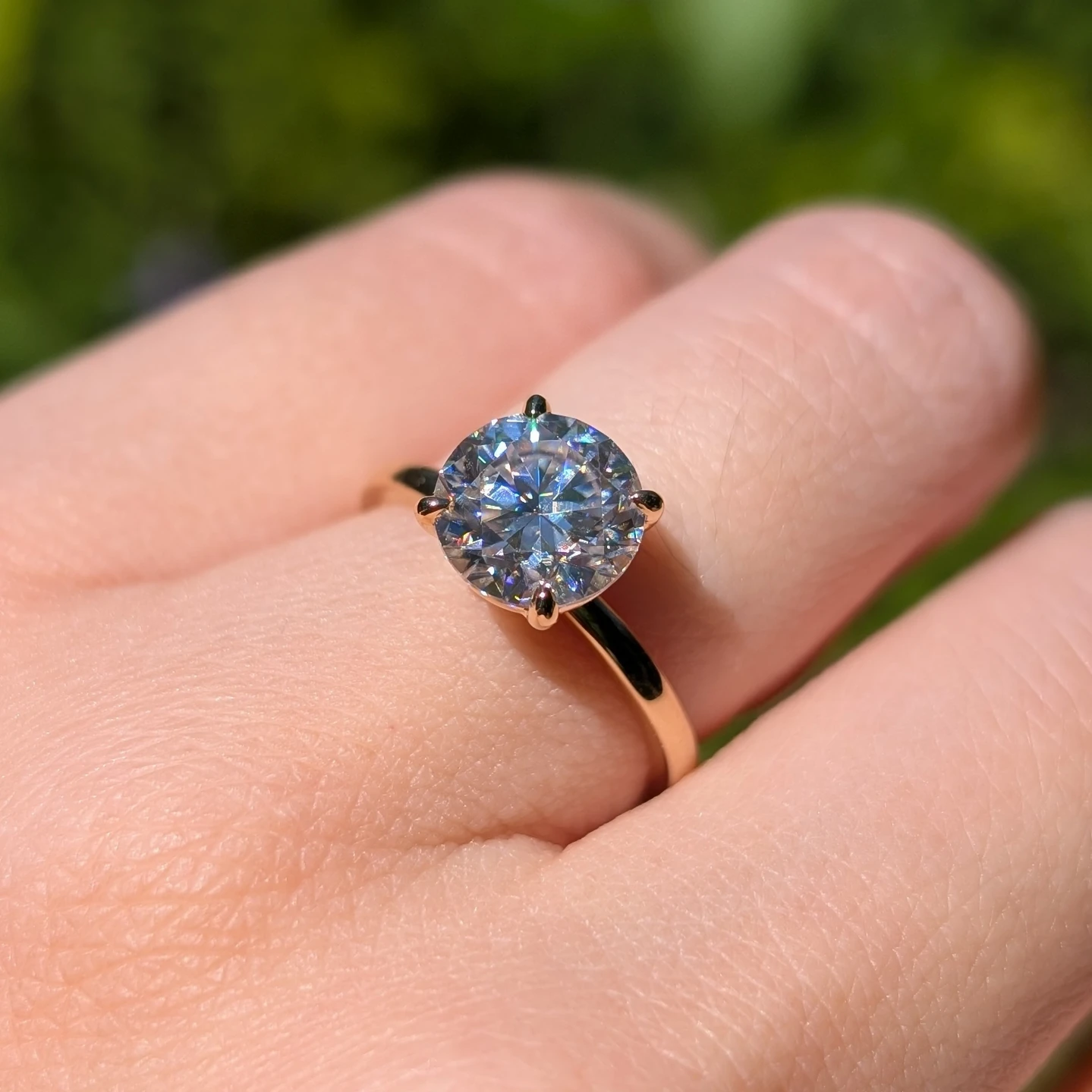 14K solid gold 2ct moissanite engagement ring | size 5