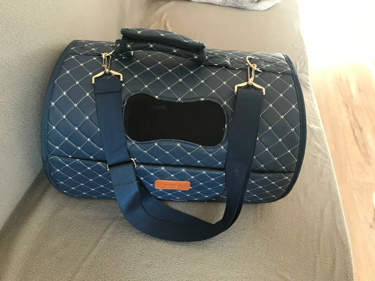 Blue Quilted Pet Carrier