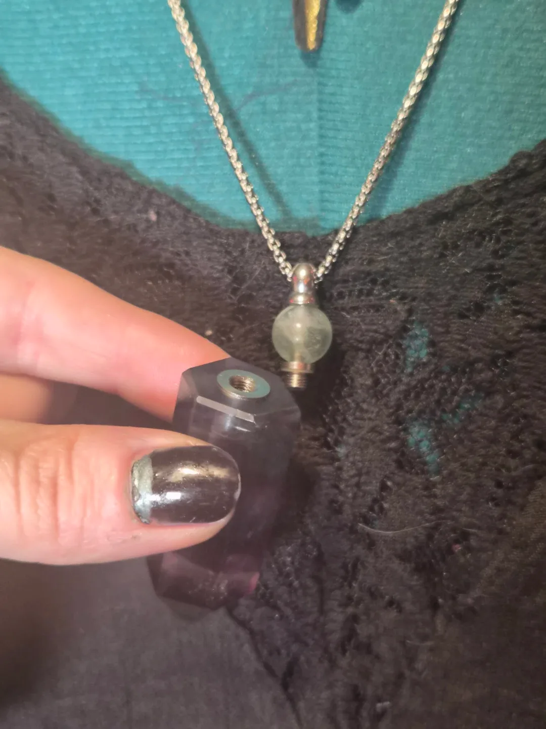 Fluorite perfume bottle necklace - photo 3