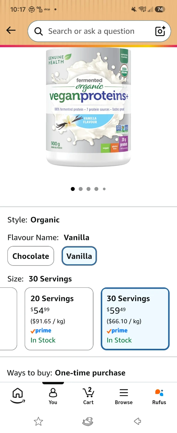 Genuine Health Organic Vegan Protein 900g Vanilla - photo 2