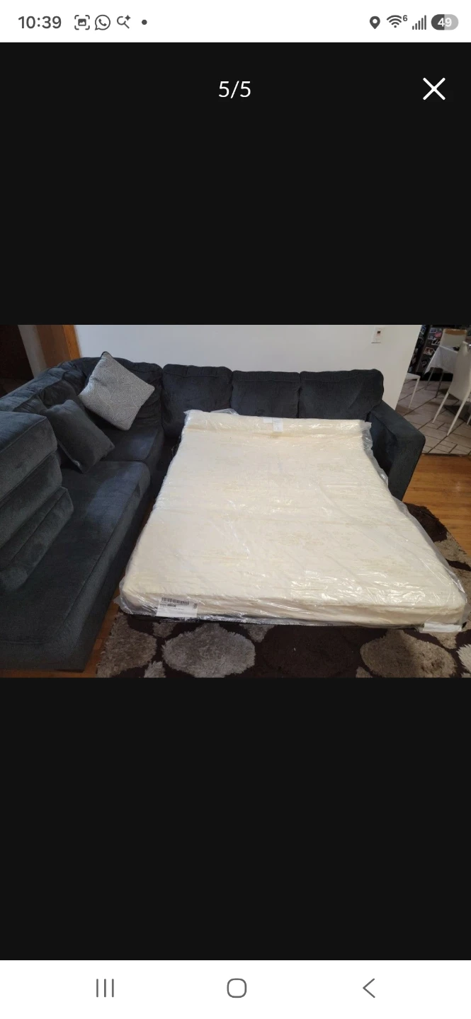 Dark Gray Sectional Sofa with Pull-out Bed - photo 4