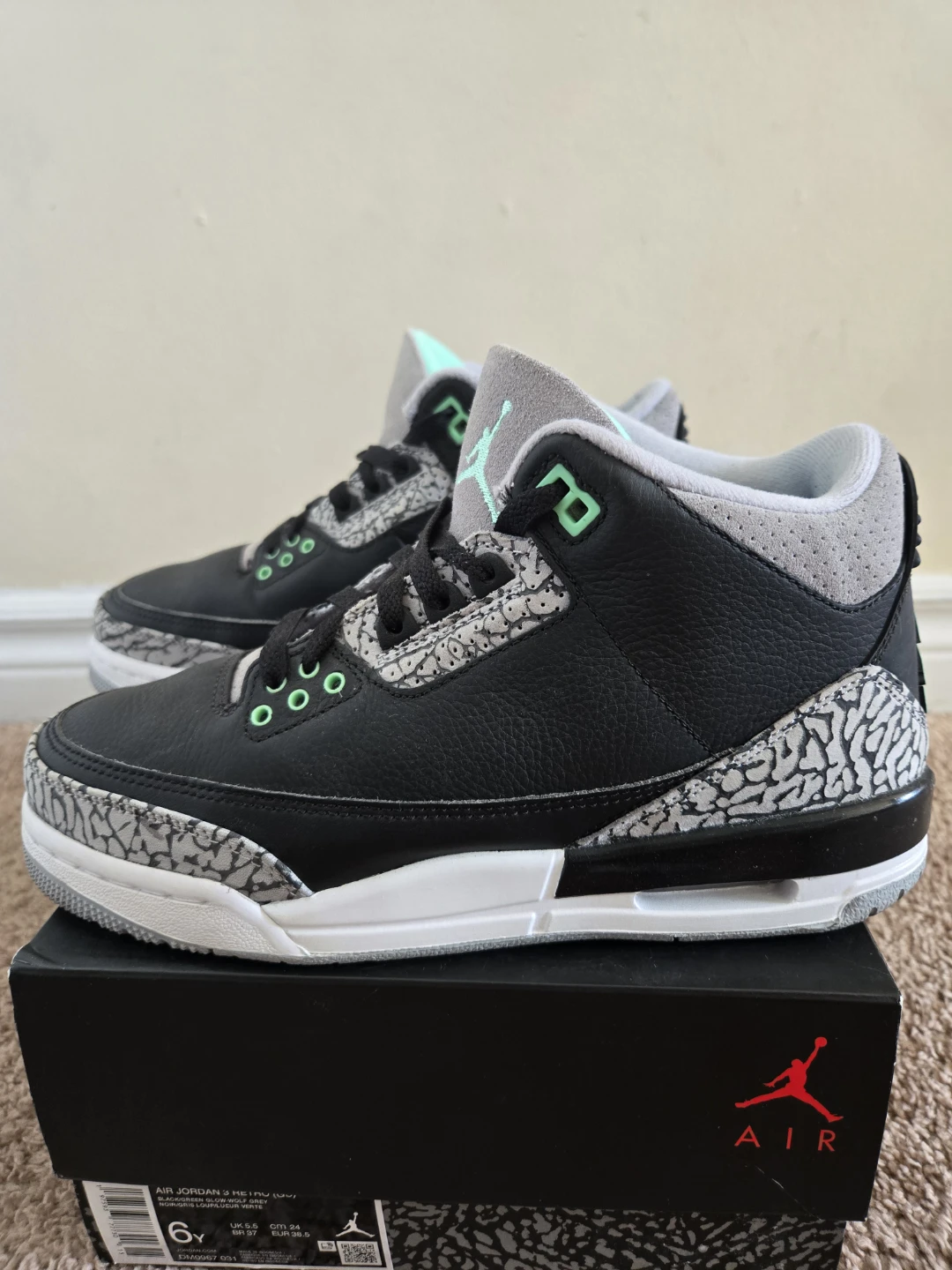 6Y Jordan 3 Retro WORE 2 TIMES - photo 3