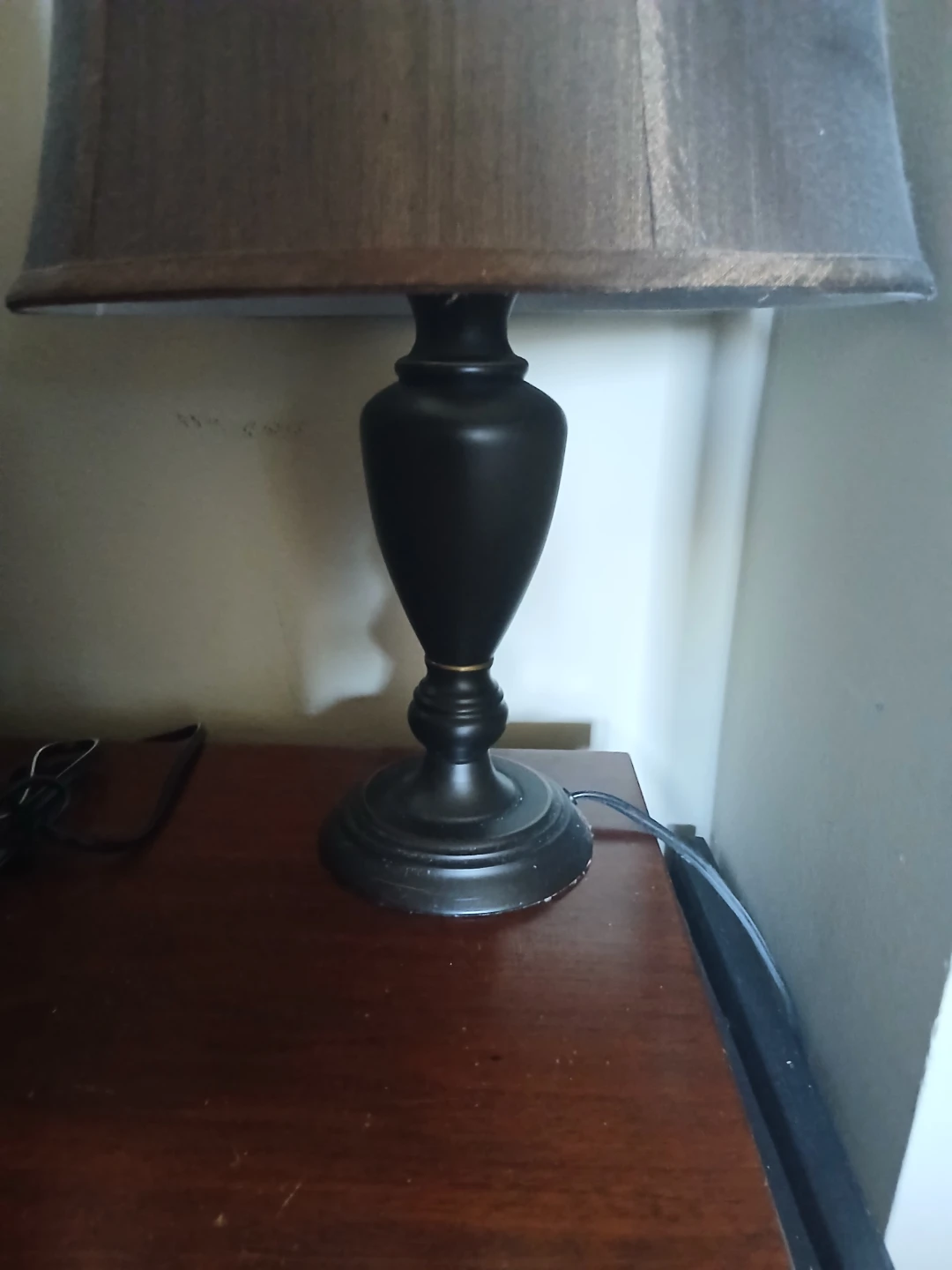 Two Bronze Fabric Table Lamps