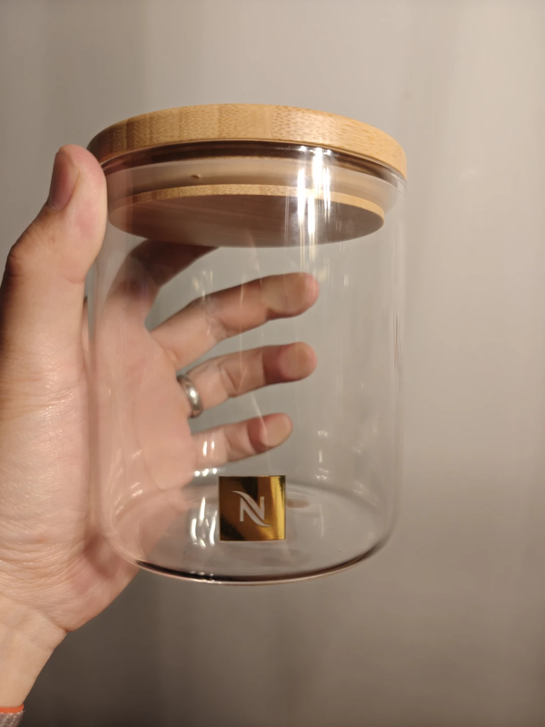 Nespresso Glass Storage Jar with Bamboo Lid - photo 2